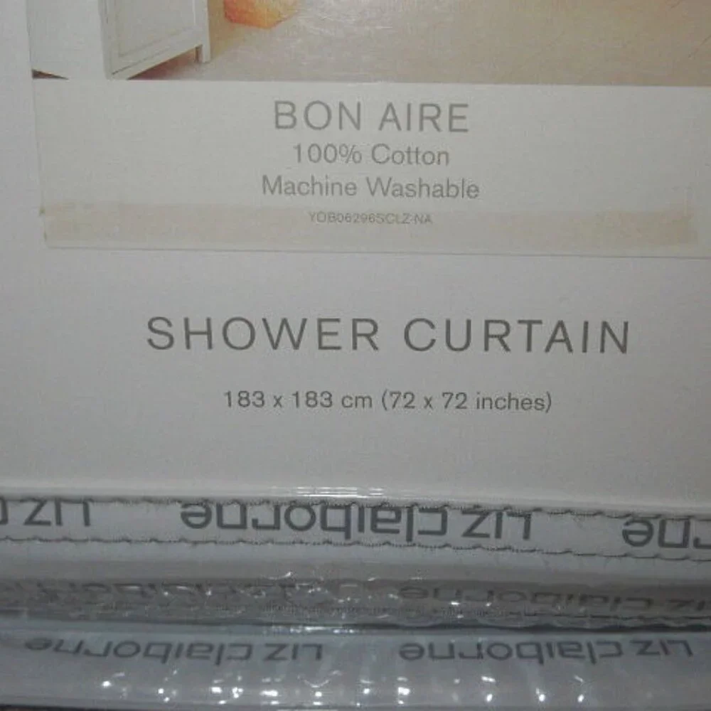 Vtg Liz Claiborne Bon Aire Fabric Shower Curtain Cotton Tropical Colorful Beach